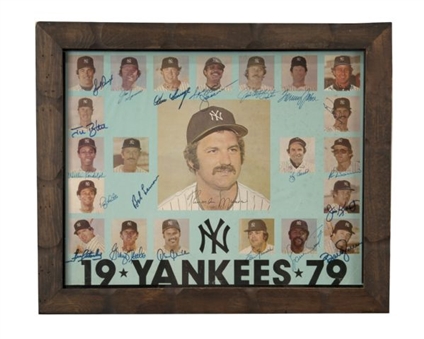 1979 New York Yankees Team Signed and Framed Poster (PSA/DNA LOA)